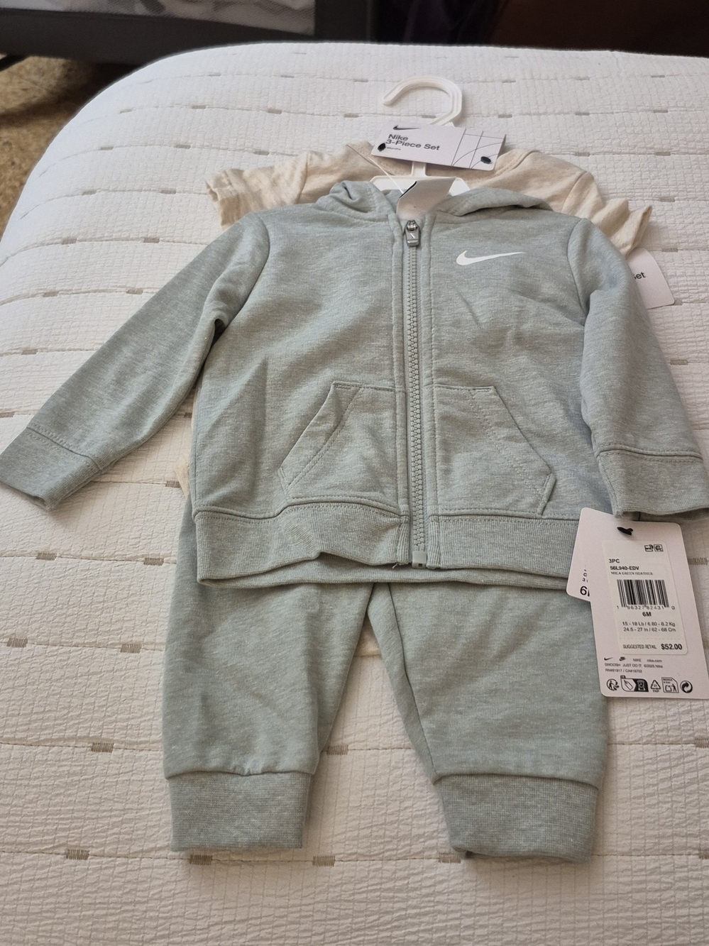 Nike Kids' Light Green Hooded Zip Sweatshirt & Jogger Set